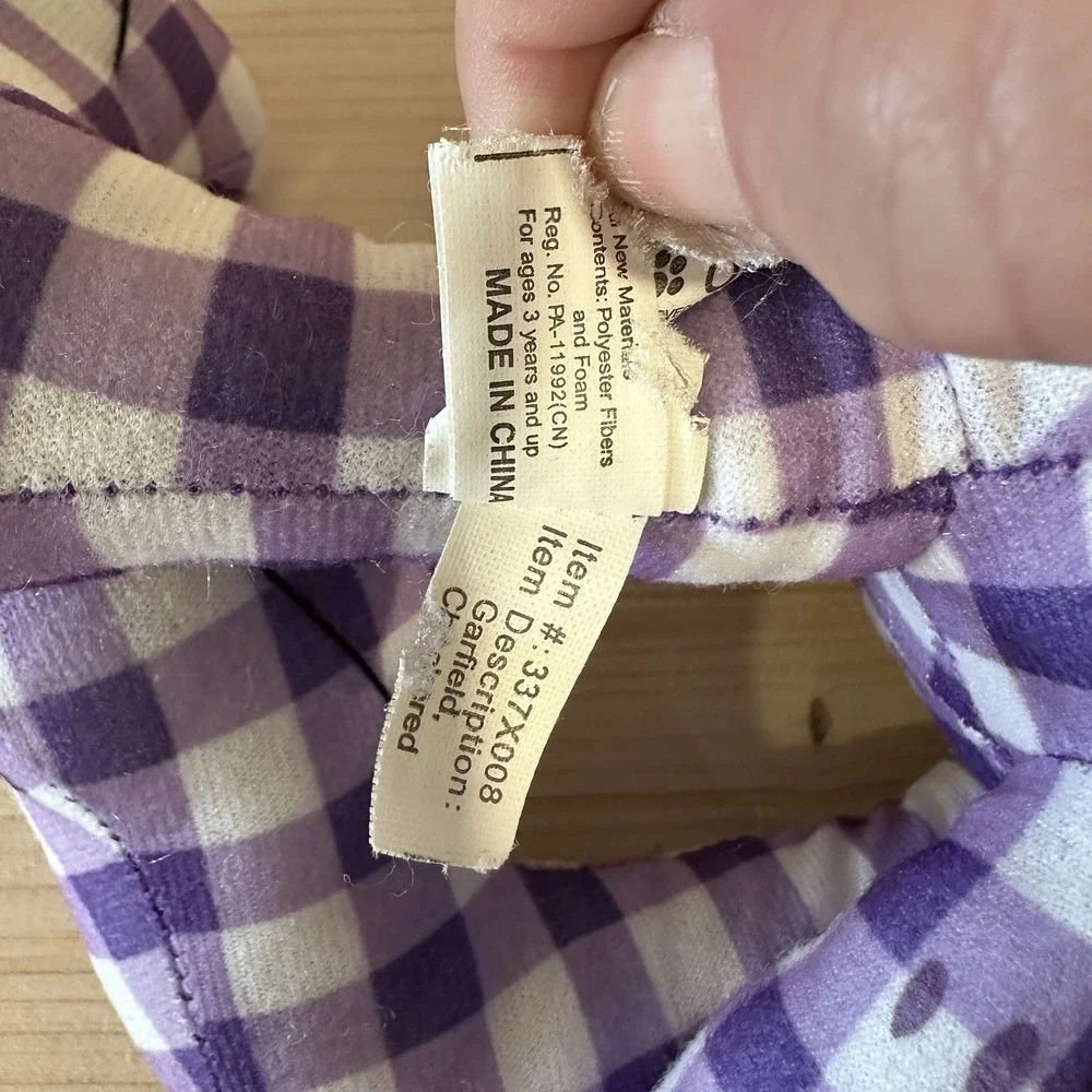 Garfield Purple Gingham Plush Toy Factory‎ Checkered Cat Plush 2021